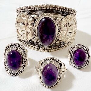 Adjustable cuff bracelet and 3 matching ring set